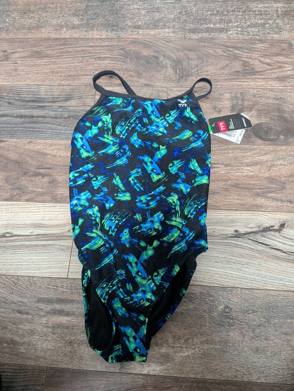NWT TYR Women's  Swimsuit sz 36 Emulsion Abstract brushstroke print Diamondfit